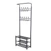 3 Tier Chrome Wire Hanger Garment Shoe Coat Rack With Metal Frame Rack