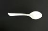 6" PLAware Spoon, biodegradable, eco-friendly, disposable, sustainable cutlery manufactured by Suzhou industrial park US Biopolymers Corp (Chinese name DELIAN)