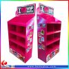 cute design 3 trays cardboard display for toy make-up/retail cardboard display rack for drink/corrugated paper display shelf