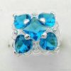 2012 fashion jewelry 925 silver flower blue topaz promise rings