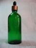 Green Glass Bottles  With White Bulb Glass Dropper