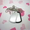 metal blank dog tag with rubber ball chain