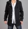 2011 New Mens Woolen Gray Grey / Black Trench Pea Coat Winter