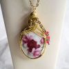 Romantic Roses Porcelain Cameo Pendant Necklace