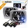 SQUARE SEMI SEALED BEAM with LED HALO RING  INSTALL H4 Halogen /HID XENON BULB  Auto sealed beam headlight