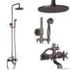 Antique Brass Rainfall Shower Faucet Set