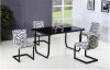 BEST SELL morden black glass dining table power coated metal legs