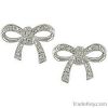 10k white gold diamond accent bow earrings