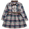 Girl's check cotton tunic shirt dress