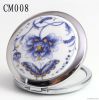 68mm Decal Peony Ceramic Round Foldable Make Up Mirror