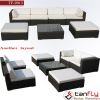 rattan wicker living room sectional sofa set