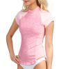 High Quality UV50+ Women's Aqua Zen Rose S/S Rashguard With Shelf Bra