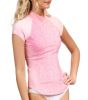 High Quality UV50+ Women's Aqua Zen Rose S/S Rashguard With Shelf Bra