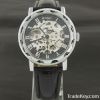 Classic AUTO Mechanical Skeleton Leather Mens Watch