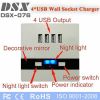 High quality USB wall socket with 4 USB ports output 5V3A with 2 LED indicator 2 switches suit for school restaurant hotel etc