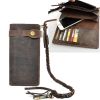 men wallet Men's Leather Biker Chain Long Wallet Card Holder Checkbook Coin Purse Vintage