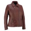 Black Ladies Fashion Outdoor Leather full sleeves Jacket with front pockets 