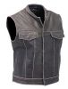 brown leather vest with pockets