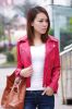 red motor biker PU leather jacket 