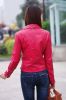 red motor biker PU leather jacket 