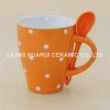 10Oz stonewear ceramic coffee mug with spoon