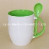 Ceramic mug with spoon made from new bone china