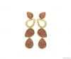 GOLD PLATED EARRING WITH ROSE DRUZY AND ZIRCON