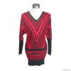 Ladies knitted long sleeves stripe pullover sweater Y032