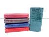 Crocodile skin wallet long trifold for women