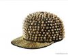 Fashion hip hop flat caps with golden metal cones