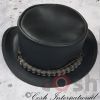 Black Leather Cowboy Western Chain Style Unisex Hat