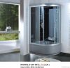 Grey ABS Steam Shower Room with Clear Front Glass and High Shower Tray