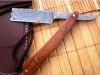 CUSTOM MADE&quot;TRUE DAMASCUS RAZOR FOLDING KNIFE&quot;W/ WALNUT WOOD &amp; MOSAIC