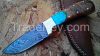 Damascus Hand made Carbon Steel skinny Folding knife with bone handle