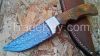 CUSTOM MADE&quot;TRUE DAMASCUS RAZOR FOLDING KNIFE&quot;W/ WALNUT WOOD &amp; MOSAIC