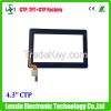 china factory 4.3 inch capacitive touch screen panel with cover glass