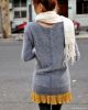 Women Button Back Rabbit Hair V Neck Long Sweater