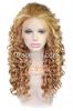 Cheap top quality long curl 27r/613 mix color top grade kanekalon lace front synthetic wig