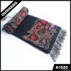 Tassel Flower Pattern Black-Red Fashion Shawl