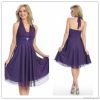 2013Cheap Junior Halter Beaded Backless Purple Bridesmaid Dress