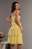 New Design Chiffon Yellow  With Sash Tiered Bridesmaid Dress