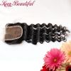 Unprocessed Deep Wave Peruvian Virgin Human Hair 4pcs Lot Middle Part Lace Closure With 3pcs Wefts, Bleached Knots