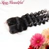 100% Unprocessed Deep Wave Peruvian Virgin Human Hair Lace Closure Bleached Knots