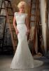 High Quality White Mermaid Boat Neck Open Back Full Lace Wedding Dress