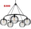 With 5 Glass Multi Pendant Niche Modern CHandelier