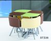 Modern Tempered Glass Round Dining Table Set Black,Grey,Red and Brown PU Chair