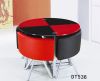 Modern Tempered Glass Round Dining Table Set Black,Grey,Red and Brown PU Chair