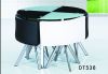 Modern Tempered Glass Round Dining Table Set Black,Grey,Red and Brown PU Chair