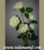 110cm 3 heads artificial flower of pink silk rose branch