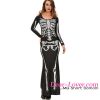 Wholesale cheap Long Skeleton Dress Adult sexy costume